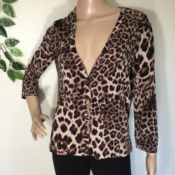 Anne Klein Sweaters - Anne Klein Leopard Cardigan Top